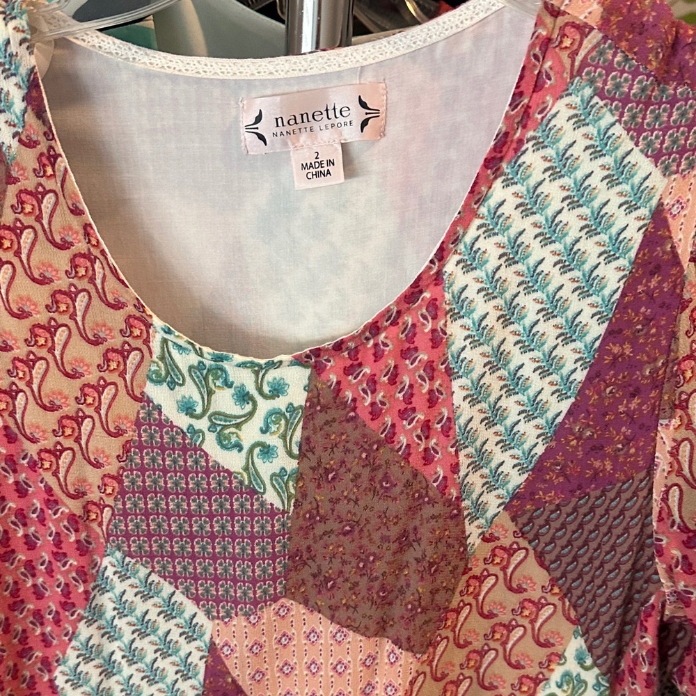 Nanette Lepore Rust Multi Patchwork Long Sleeve M… - image 3